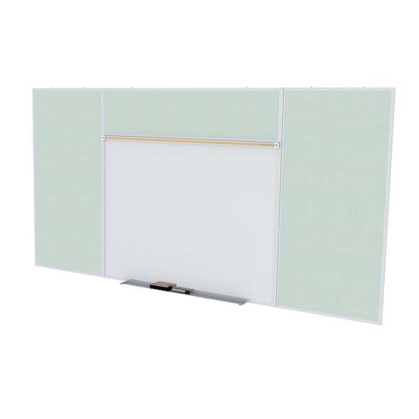 Combo Whiteboard/Bulletin, Mag Por/Vnyl, Styl E, 4 ft H x 10 ft W, Silver